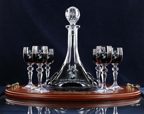Reme Port Crystal Panel Ships Decanter And 6 Port Glasses On A Presentation Tray The Reme Shop