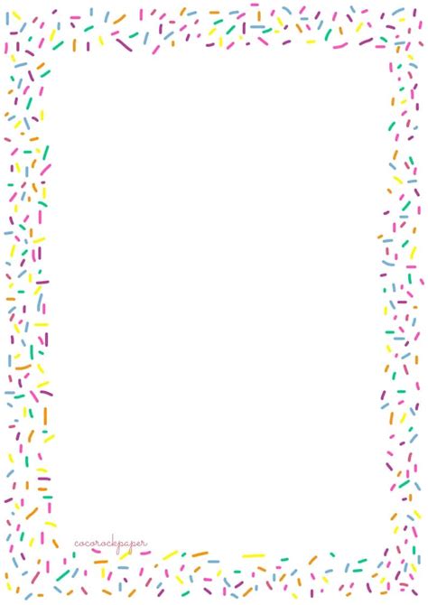 Printable Sprinkles Border 7 Pages Paper Craft Supplies Invitation