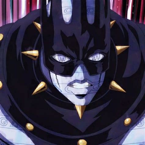 An Anime Character Wearing Black And Gold With Spikes On His Head Is
