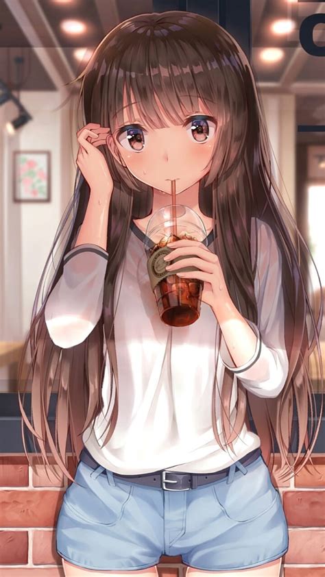 Anime Girl Coffee Cute Hd Phone Wallpaper Peakpx