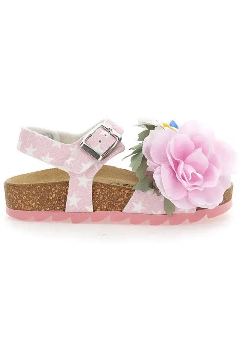 Monnalisa Sandals With Appliquéd Flowers Natural Editorialist