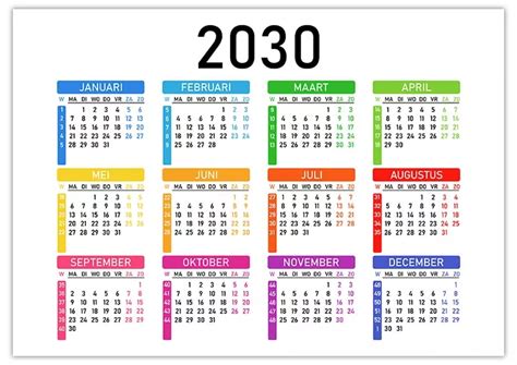 Vector Kalender 2030