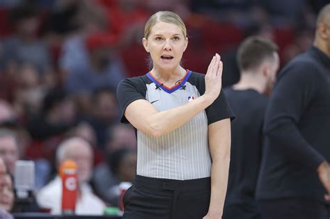 Referee Jenna Reneau Reacts After A Play During The First Quarter Of
