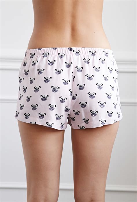 Forever Pug Print Pj Shorts In Pink Lyst