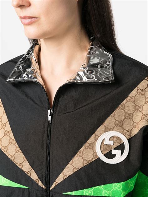 Gucci Gg Print Panelled Jacket Farfetch