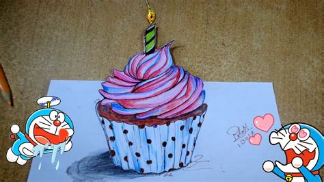 Children go crazy over cakes during birthday celebrations. Cupcake Painting on Color Pencil | Happy birthday cake drawing | How to draw 3D cake - YouTube