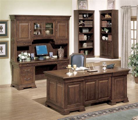 Classic Cherry Home Office Executive Desk And Credenza Set Traditio