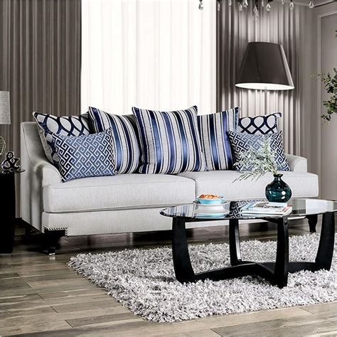 Sm2207 Sf Furniture Of America Sofa Light Gray