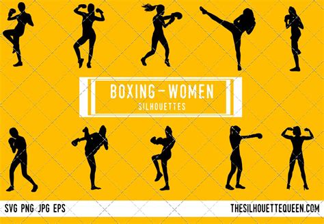 Woman Boxing Silhouette Custom Designed Graphics Creative Market