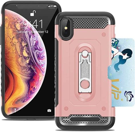 Beautywill Iphone Xs Max Card Holder Case Kickstand Hybrid Case Luxury