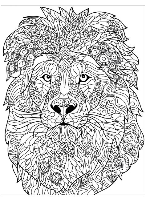 Hard And Difficult Pattern Mandala Lion Coloring Pages