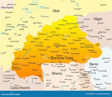 Burkina Faso Political Map Vector Illustration