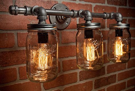 Mason Jar Light Fixture Industrial Light Light Rustic Etsy