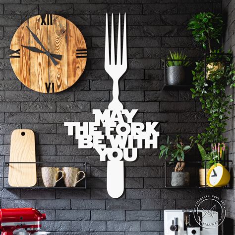 Metal Wall Art Kitchen Wall Signs May The Fork Be With You Etsy