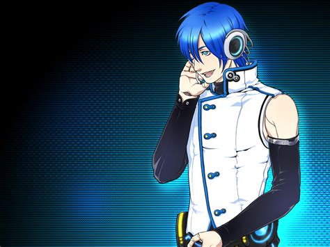 All Male Blue Eyes Blue Hair Headphones Kaito Male Microphone Short