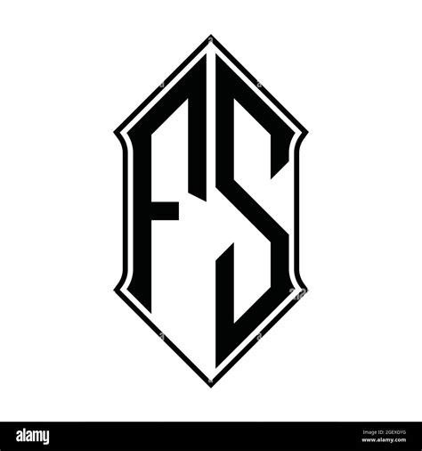 Fs Logo Monogram With Shieldshape And Black Outline Design Template
