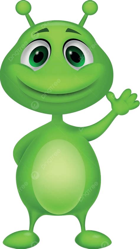 Cute Green Alien Cartoon White Et Posing Vector White Et Posing Png