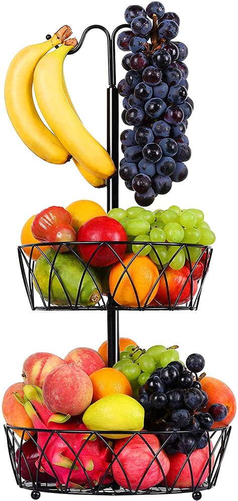 Buy Amerteer Countertop Fruit Basket Storage 2 Tier Detachable Metal
