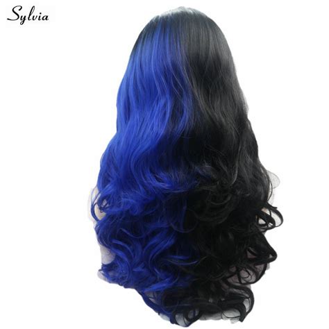 Sylvia Half Black Half Blue Color Body Wave Hair Synthetic