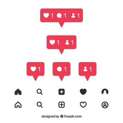 Flat Instagram Icons And Notifications Set Vector Free Download