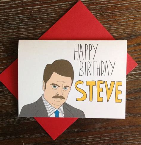 Parks And Rec Ron Swanson Happy Birthday Wrong Name By Turtlessoup 4 00 Ronswanson Etsy