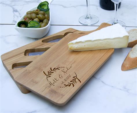 Personalized Cheese Board Set Custom Cheese Board Set Engraved