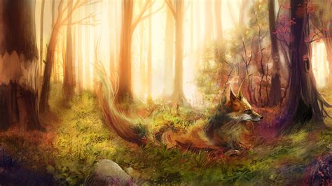 Foxes Painting Art Forest Animals Fox Wallpapers Hd