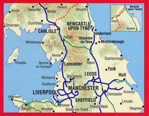 Wegenkaart Landkaart Road Map Northern England Noord Engeland A Z