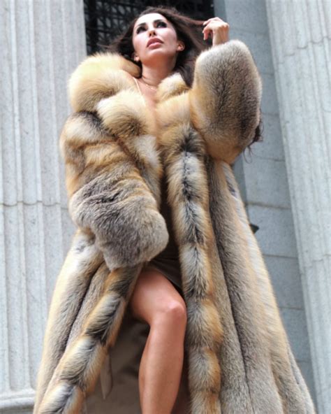 Full Length Golden Island Fox Coat Furs MARC KAUFMAN FURS