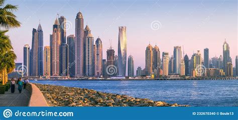Dubai Marina Bay View From Palm Jumeirah Uae Editorial Image Image