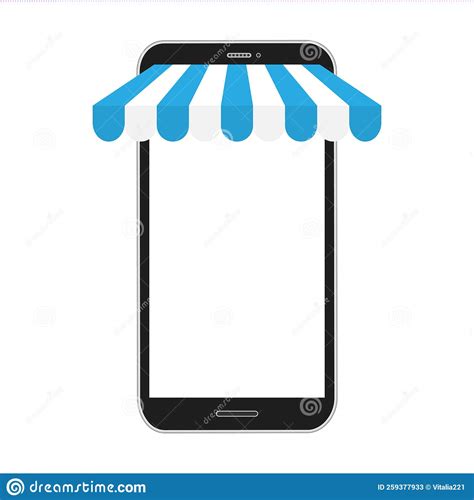 Smartphone Mockup With Store Awning Stock Illustration Illustration