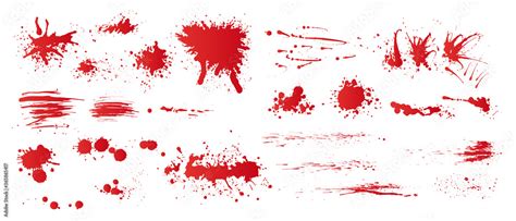 Set Of Realistic Bloody Splatters Drop And Blob Of Blood Bloodstains