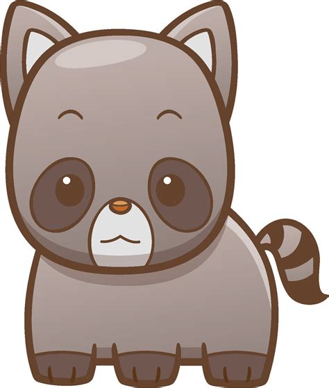 Cute Simple Kawaii Zoo Animal Cartoon Icon Raccoon Vinyl Decal Stick