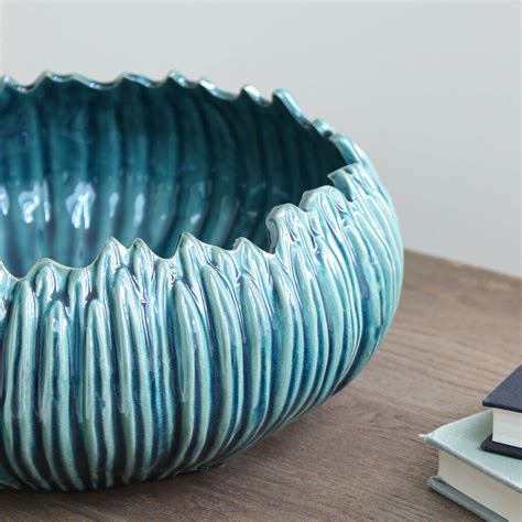 There are 3 small cracks in the large bowl however they do not compromise the structure or. Teal Textured Decorative Bowl By Marquis & Dawe | notonthehighstreet.com