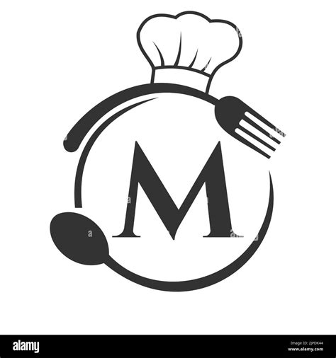 Restaurant Logo On Letter M Concept Letter M Logo With Chef Hat Spoon