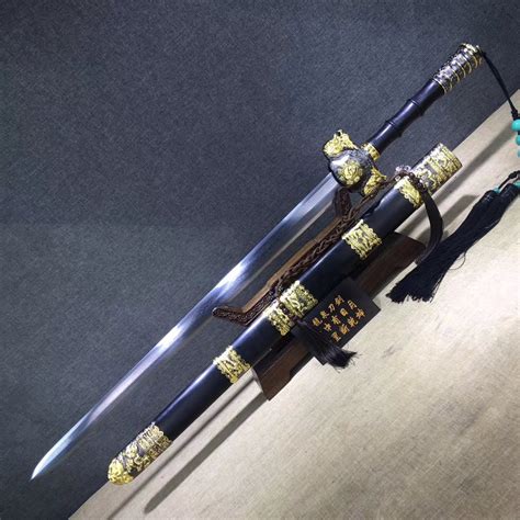 Bagua Jian Swordhandmade Damascus Steel Bladeblack Woodalloyandhandma