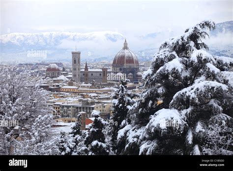 Snow In Florence Tuscany Italy Europe Stock Photo Alamy