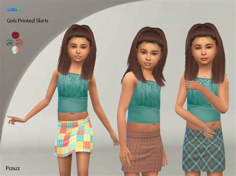 Girls Printed Skirts By Pizazz At Tsr Sims 4 Updates