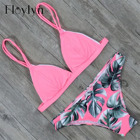 Floylyn Triangle Women Sexy Swimsuit Push Up Bikini Swimwear Set With