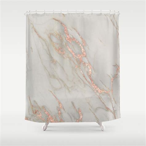 Marble Rose Gold Marble Metallic Blush Pink Shower Curtain By Nature