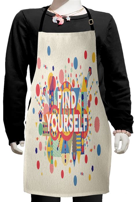 Saying Kids Apron Find Yourself Colorful Typographical Poster Style
