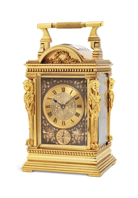 A French Gilt Brass Striking And Repeating Carriage Clock With Alarm