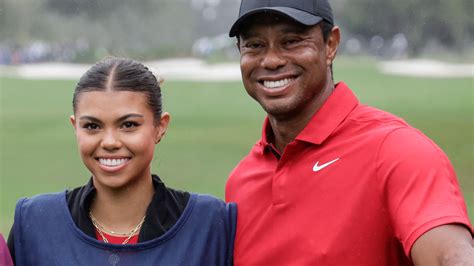 Tiger Woods Daughter Sam 16 Caddies For Dad For First Time As Golf Icon Beams At Priceless