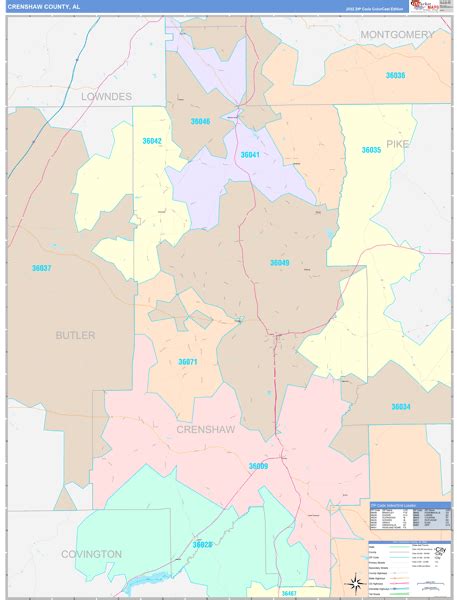 Crenshaw County Al Wall Map Color Cast Style By Marketmaps Mapsales