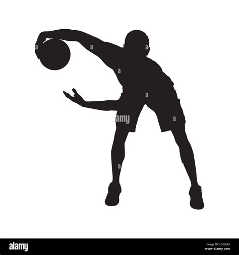 Professional Basketball Player Silhouette With Ball Vector