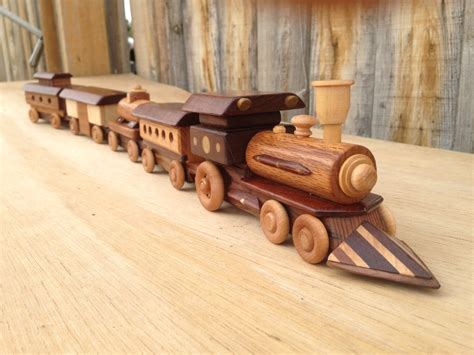 Wooden Toy Train With Locomotive Steam Engine 5 Pcset Etsy