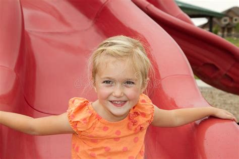 Little Girl On Slide Stock Photo Image Of Color People 25952570