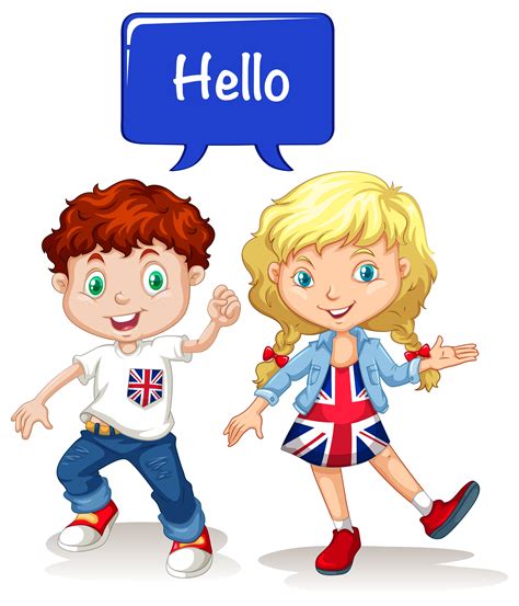Chico Y Chica Británicos Saludando Muchachos Británicos Dibujos De