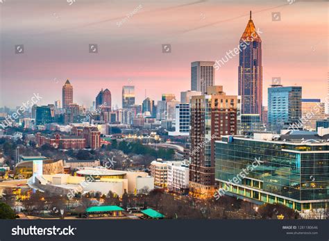 Powerpoint Template Famous Atlanta Georgia Usa Downtown Skyline