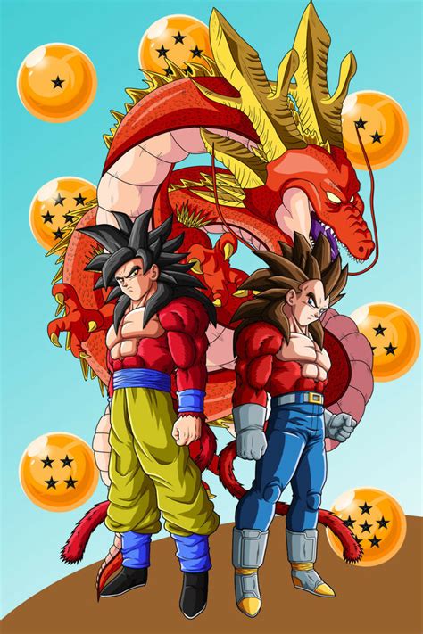 Dragon Ball Gt Poster Goku Ssj4 Vegeta Ssj4 12in X 18in Free Shipping
